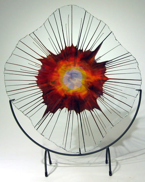 DD18-0163 Energy Web Red/Orange/Yellow 18x18 $295 at Hunter Wolff Gallery